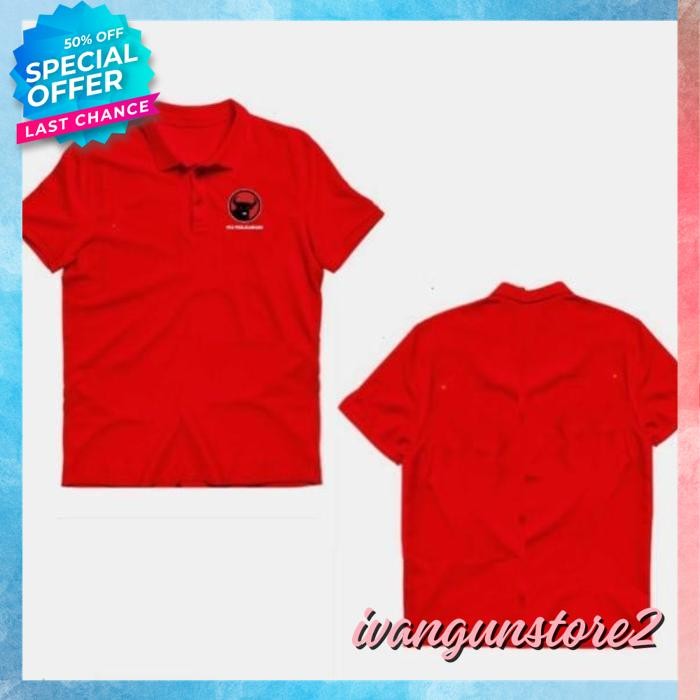 BAHAN BERKUALITAS KAOS POLO SHIRT TSHIRT BAJU KERAH DISTRO LOGO KECIL PDIP PERJUANGAN PDI PARTAI DEM
