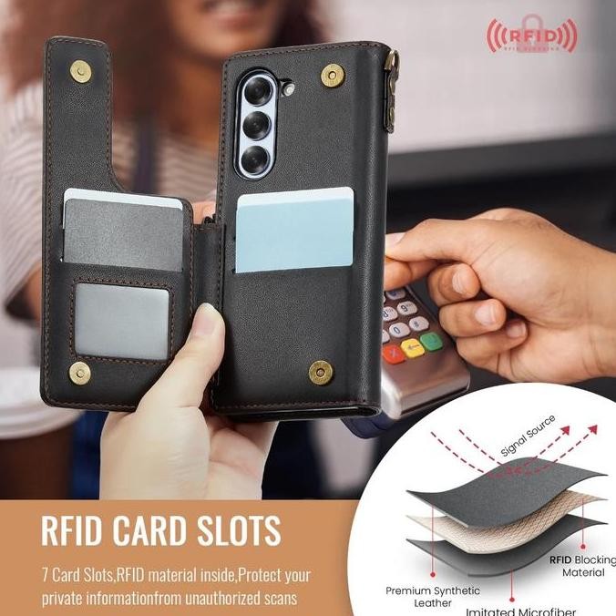 Flip Caseme C22 Case For Samsung Galaxy Z Fold 6 5 4 3 5G 4G Premium Cover Mewah Rfid Leather Kulit 
