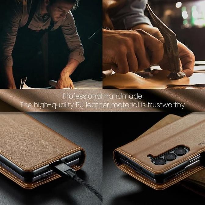 Flip Premium Racaseta Case For Samsung Galaxy Z Fold 7 6 5 4 5G New Aleph Cover Leather Kulit Sarung