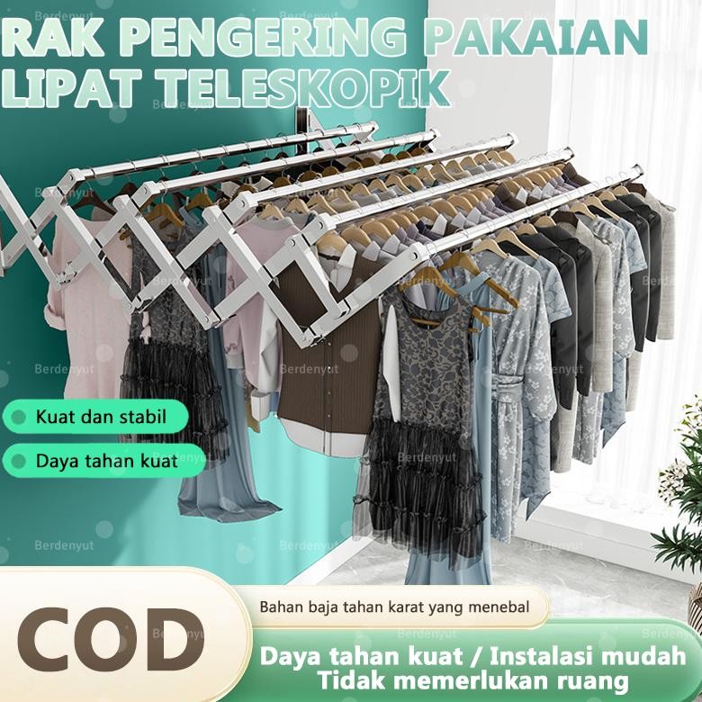 Jemuran Dinding Stainless Steel Jemuran Baju Tempel Dinding Lipat Jemuran Tempel Dinding Multilayer 