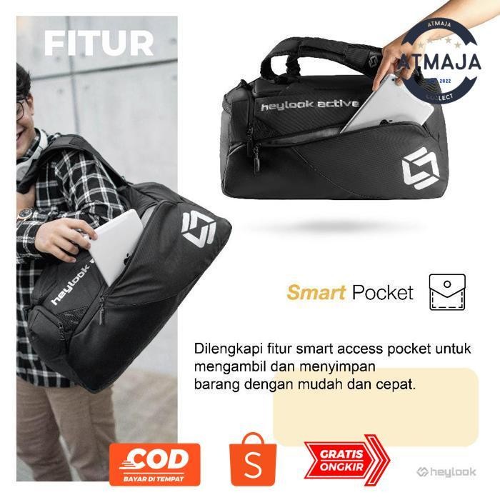 JH85 et-98 HEYLOOK Official - Travelbag Pria Multyfungsi 3 in 1 THUNDER Duffle Bag Tas Gym Travel Ba