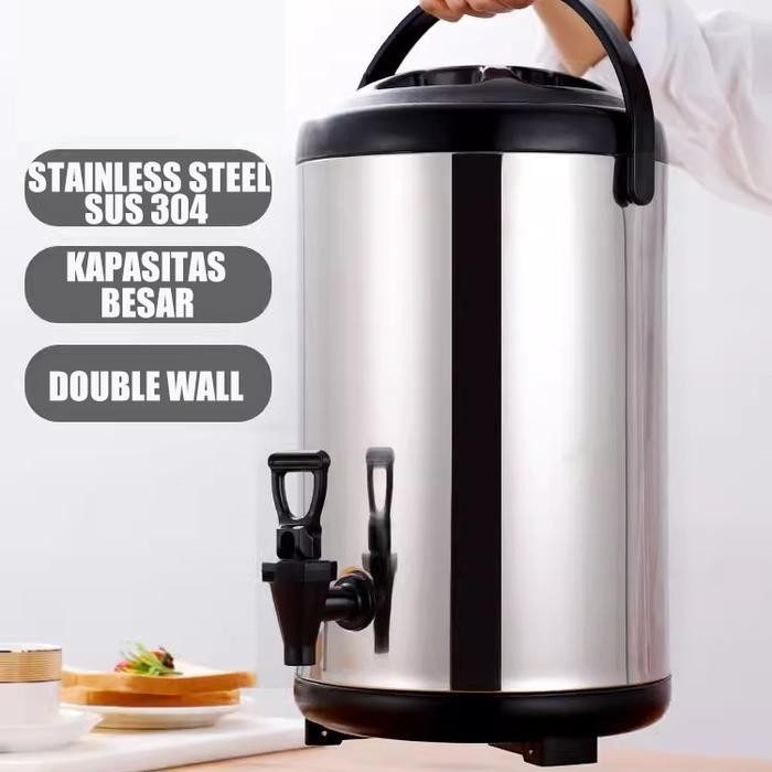 [Promo] Dispenser Termos Air Minuman Stainless 304 Dengan Kran Panas/Dingin Kopi Teh Jus Buah Milk T