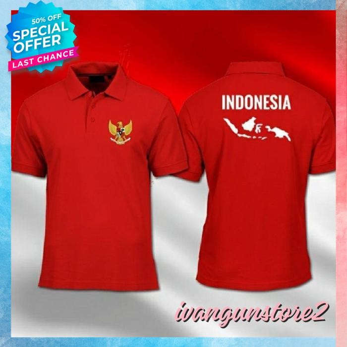 BEST SELLER KAOS POLO SHIRT TSHIRT BAJU KERAH DISTRO PETA INDONESIA TIMNAS GARUDA 17 AGUSTUS MERDEKA