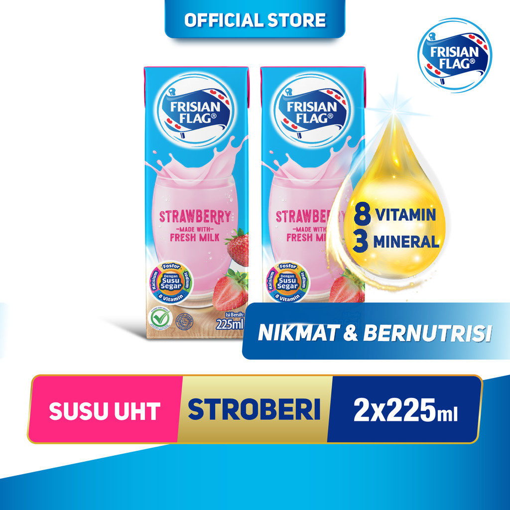 Frisian Flag UHT Strawberry 225ml x2