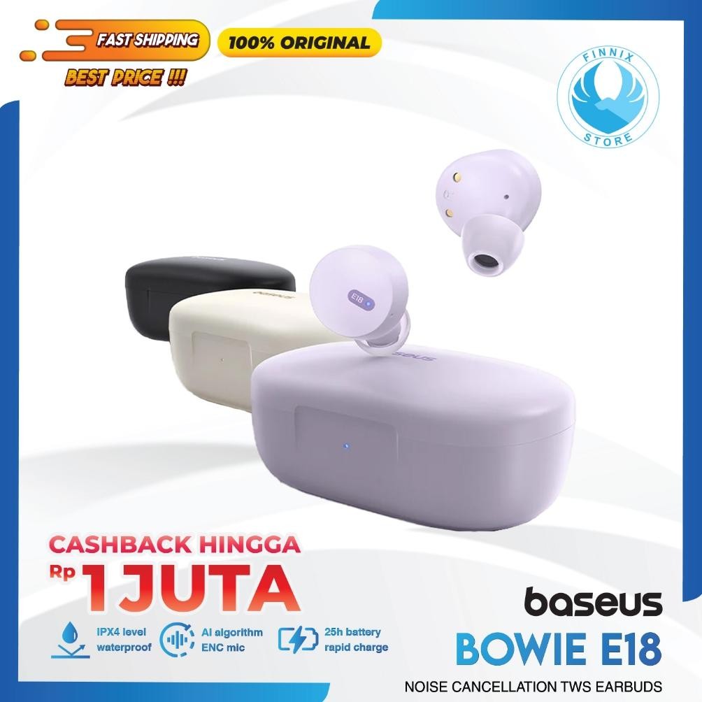 READY INSTANT Baseus Bowie E18 TWS Earphone Bluetooth Earbuds Bloetooth Erphone IPX4 - Headset Hense