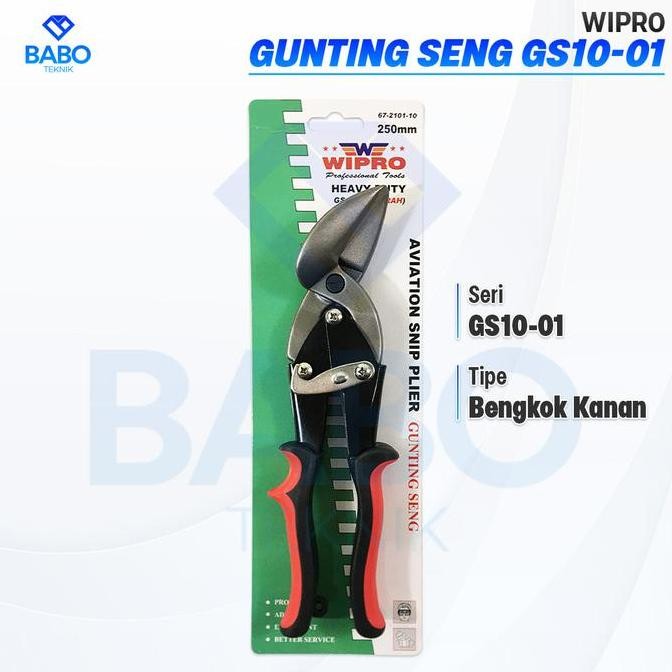 Terbaik Wipro Gs10-01 Gunting Baja Ringan 10" Merah / Gunting Seng Gunting Hol 100% Ori