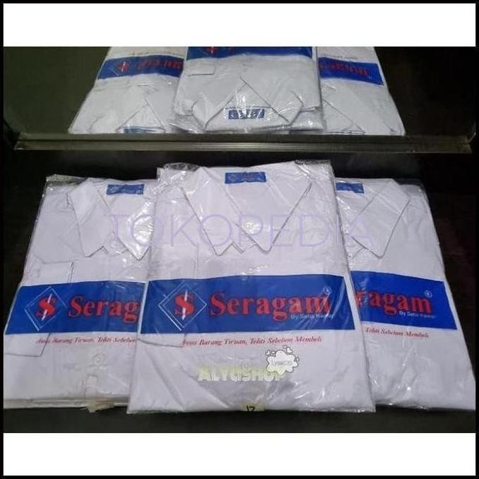 READY TERLARIS BAJU SERAGAM SEKOLAH PUTIH POLOS LENGAN PANJANG SD, SMP & SMA MERK SERAGAM (BACA DESK