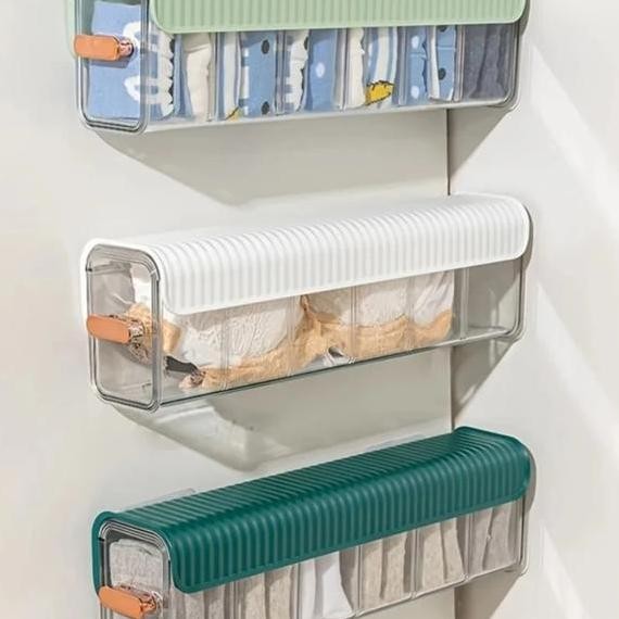 Rak Kotak Penyimpanan Pakaian Dalam Dinding Tempel 5 Slot Sekat 36 Cm