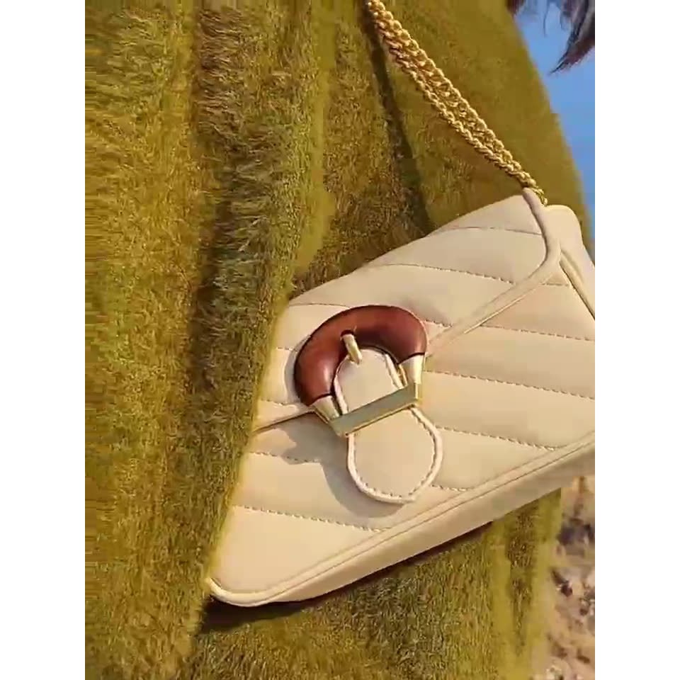 [COD] Tas rantai kecil motif berlian Chanel, tas selempang bahu gesper logam persegi kecil