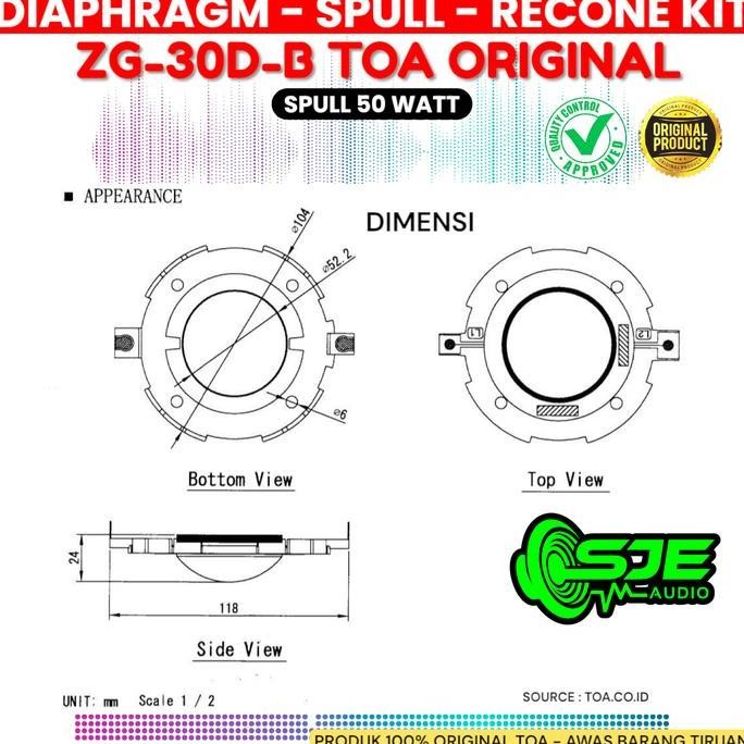 DIAPHRAGM SPUL TOA ZG-30D-B 50W 25W SPULL TOA ZG30DB 50 W FOR CORONG SPEAKER ZH-5025B ZH-5052BM ZH-6
