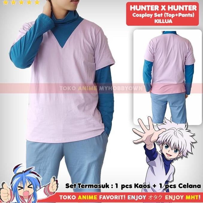 Ready  Kostum Anime Set Kaos Celana Hunter X Hunter Killua Zoldyck Cosplay