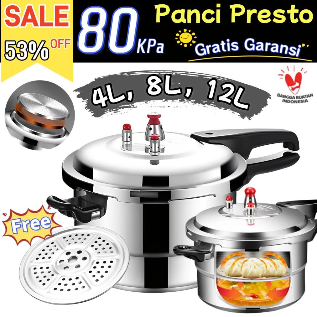 Panci Presto/Pressure Cooker/Alat Presto/Presto Daging/Panci Presto Kecil/Stainless Steel/Hemat Gas