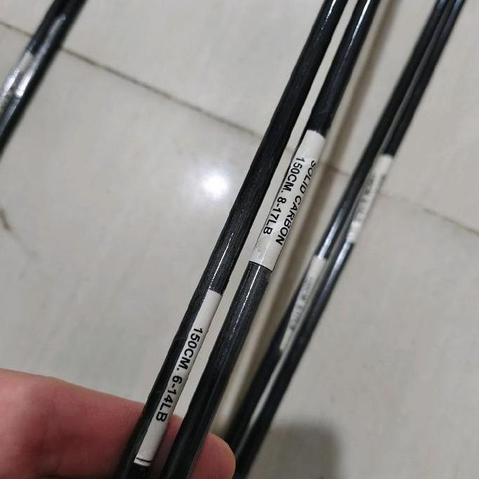 Promo bahan carbon solid blank joran label putih 100 120 150 cm solid carbon kilap COD