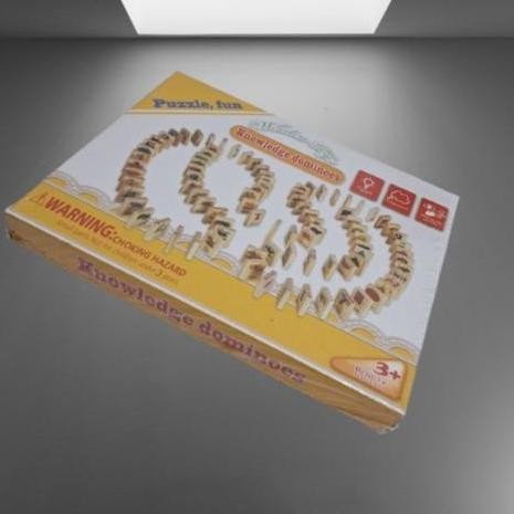 [Capt] Mainan Interaktif Orang Tua Anak Permainan Susun Puzzle Balok Kayu Domino Gambar Ilmu Pengeta