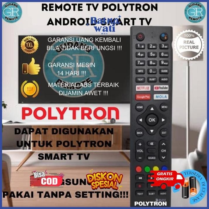 GF21 FUZ-611 io-98 Remote Remot TV Polytron LCD LED android smart TV PLD 32AG9953 81I960 Premium Ber