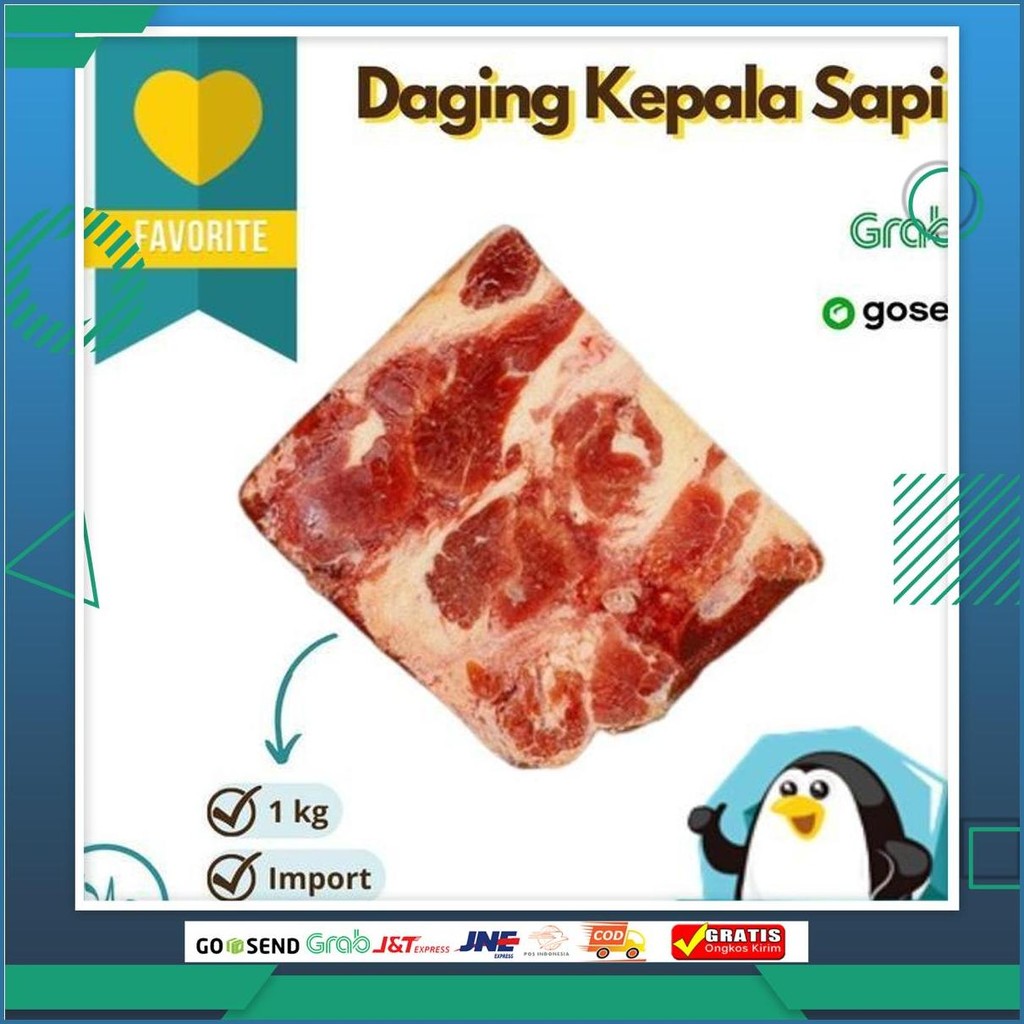 Head Meat / Tetelan Daging Kepala Sapi Import Kemasan 1 Kg Grab