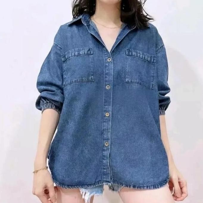 COD-Kemeja Denim Wanita Viral - KEMEJA DENIM JEANS WANITA
