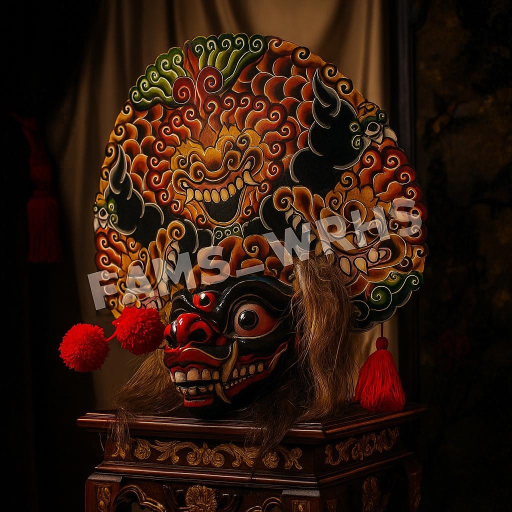 Barongan Telon Vip Ukuran 22 Full Kayu Barongan Caplokan Kayu Red Fire