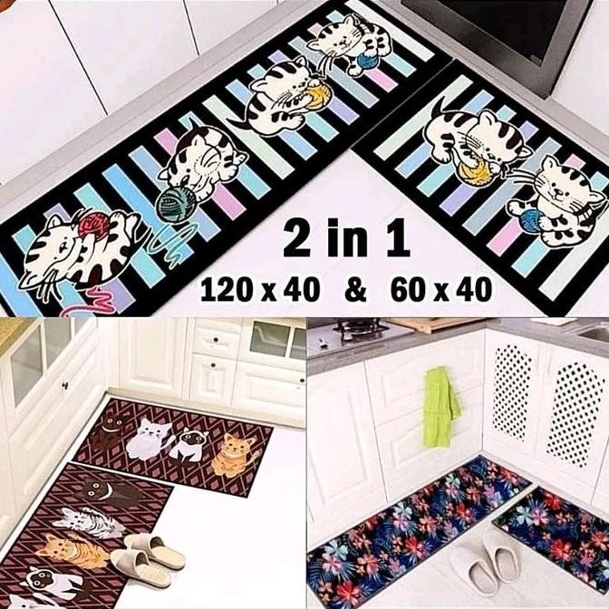 2 in 1 Keset Kaki Dapur Alas Kaki Dapur / Kitchen Floor Mat Keset Set SHA