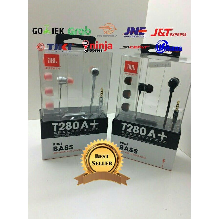 Handsfree Headset Earphone Jbl T280A+ New Resmi 