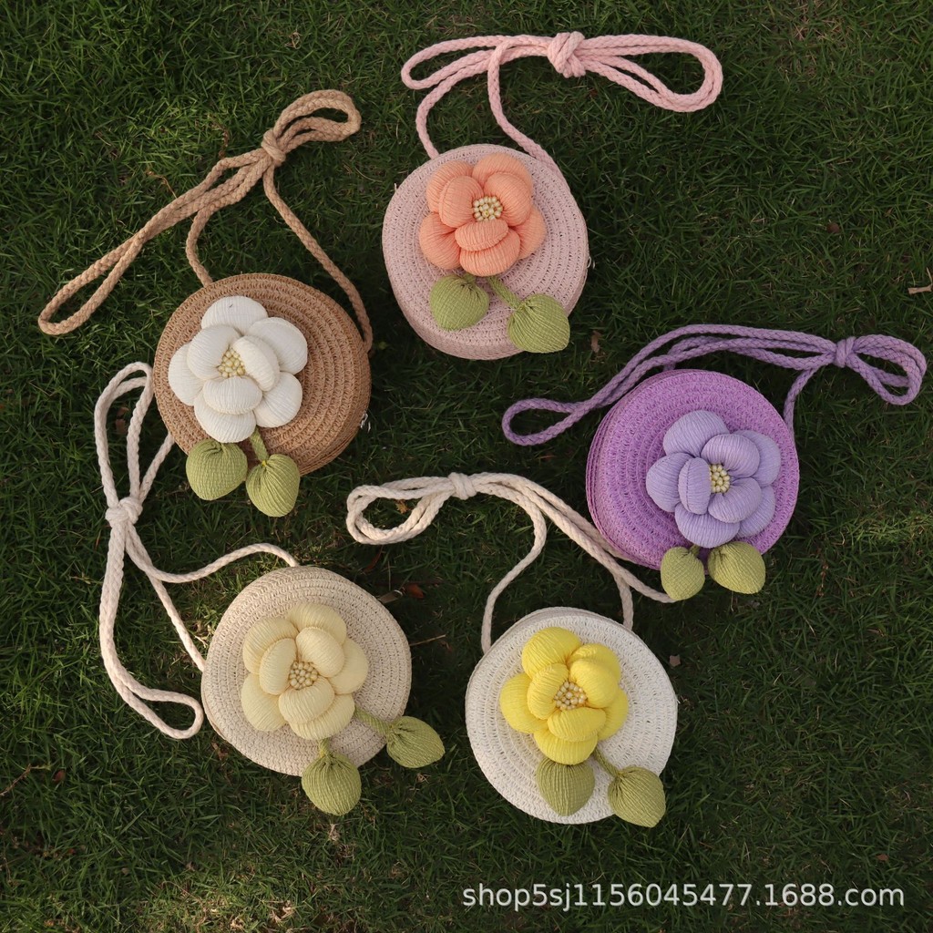 [COD]Tas selempang lucu putri jerami anak-anak, tas travel, tempat wisata tepi laut, dompet koin gro
