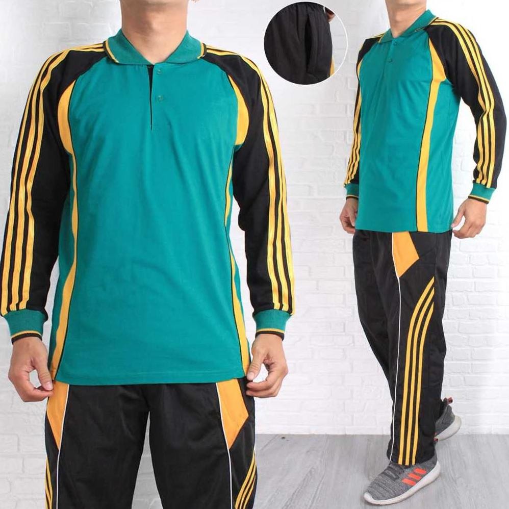 Kekinian - Stelan Training Kaos Olahraga Pria & Wanita Lengan Panjang