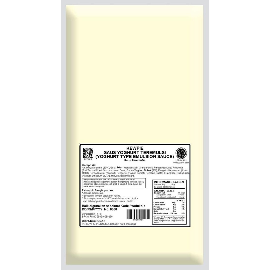 KEWPIE COOKING SAUCE YOGHURT MAYO 1KG HALAL WAR