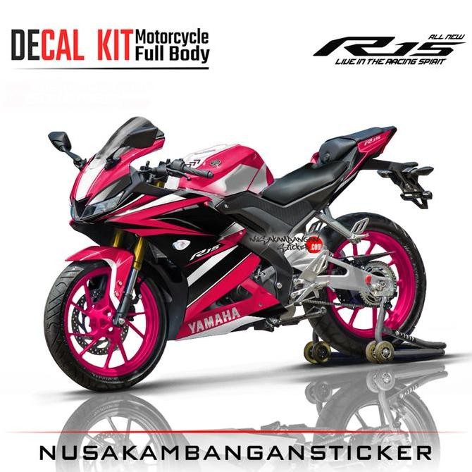 Stiker R15 V3 VVA 155 - Hitam Pink 045 Motorcycle Original