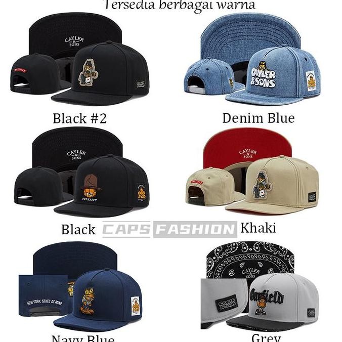 Topi Snapback Garfield  hip hop Fashion bordir merek tide untuk pria dan wanita caps hat topi cowok 