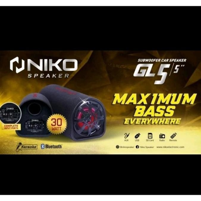 Subwoofer Mobil Niko Gl5 Speaker Tabung 5 Inch 30 Watt Bluetooth Radio