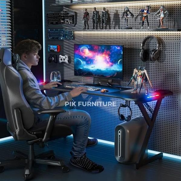TL MEJA GAMING LED MEJA KOMPUTER LAMPU GAMING TABLE MEJA BERMAIN ANAK MEJA KOMPUTER PC