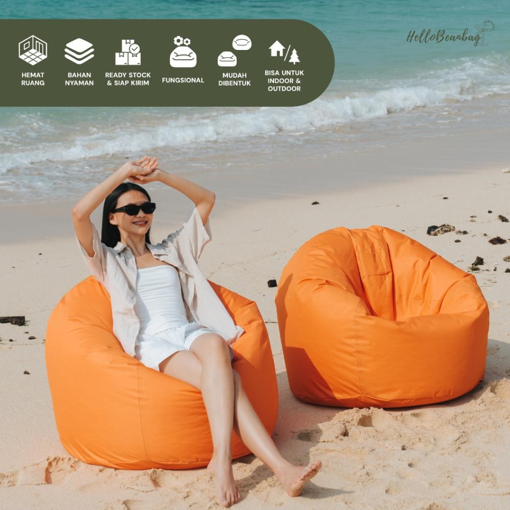 BEANBAG bulat TERMASUK Isi Bean bag Oval Size Jumbo sofa santai WATERPROOF Siap PAKAI Kursi Lesehan 