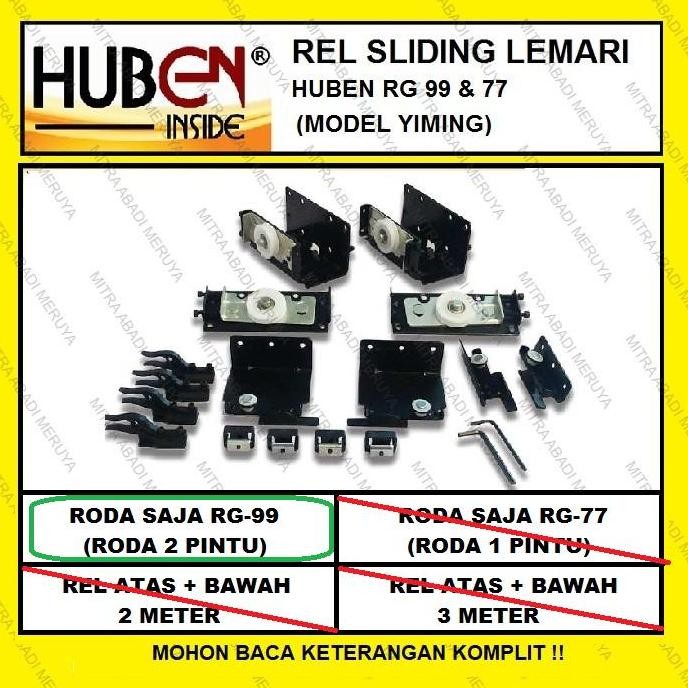 Roda Gantung HUBEN RG99 (2 Pintu ) Roda Rel sliding Lemari Rel Yiming