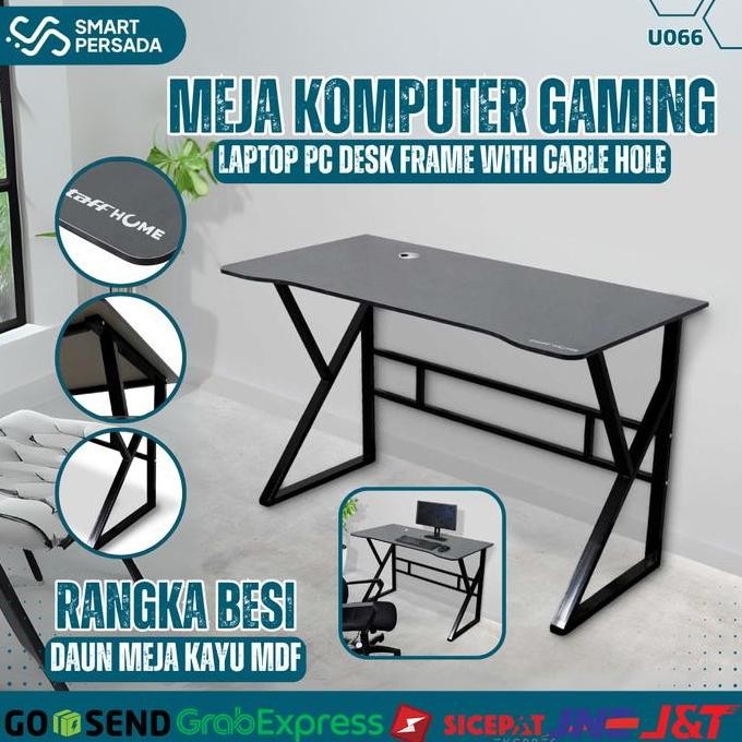 TERMURAH - Meja Gaming Komputer Pc Laptop Belajar Kerja Minimalis Hitam Kaki Besi
