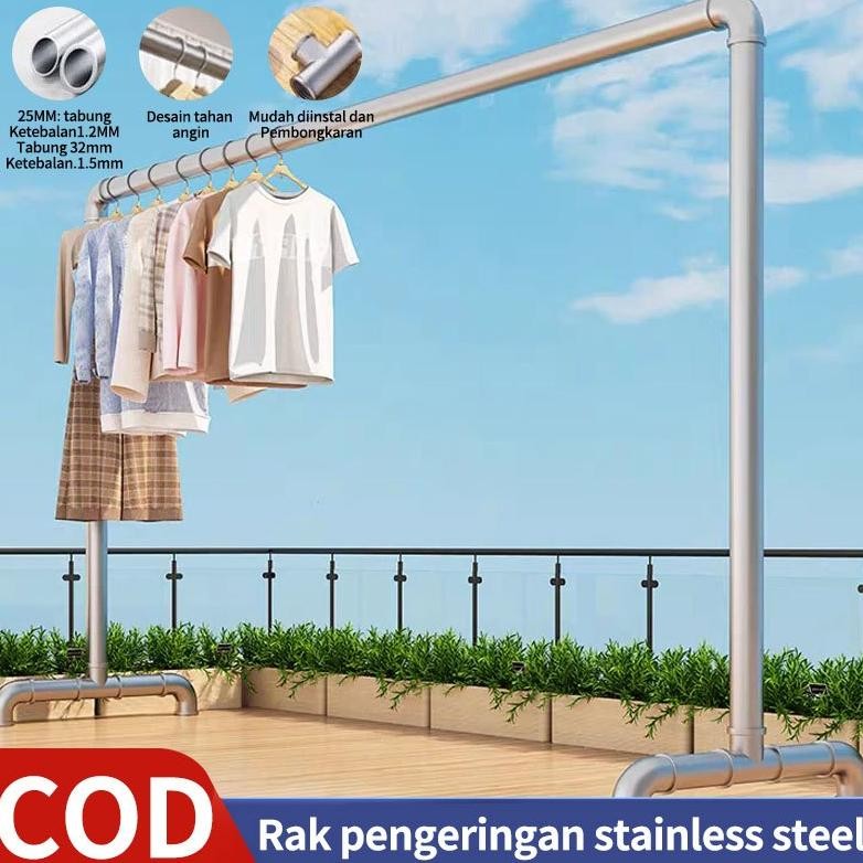 New 304 Tabung Baja Jemuran/Jemuran Baju Tabung Jemuran baju Jemuran baju besi kuat besar