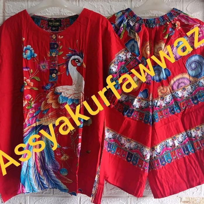 Setelan Celana Kulot Batik Srigading Motif Burung Putih