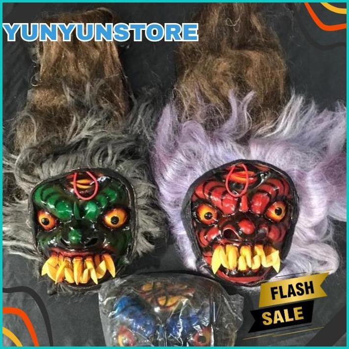 PROMO GEDRUKAN TOPENG MOSTER GEDRUK /TOPENG SPON MAINAN GIGI KAYU SERAM /TOPENG GERDUK