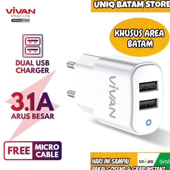 VIVAN CHARGER 3.1A VP01 + FREE KABEL MICRO [ BATAM ]