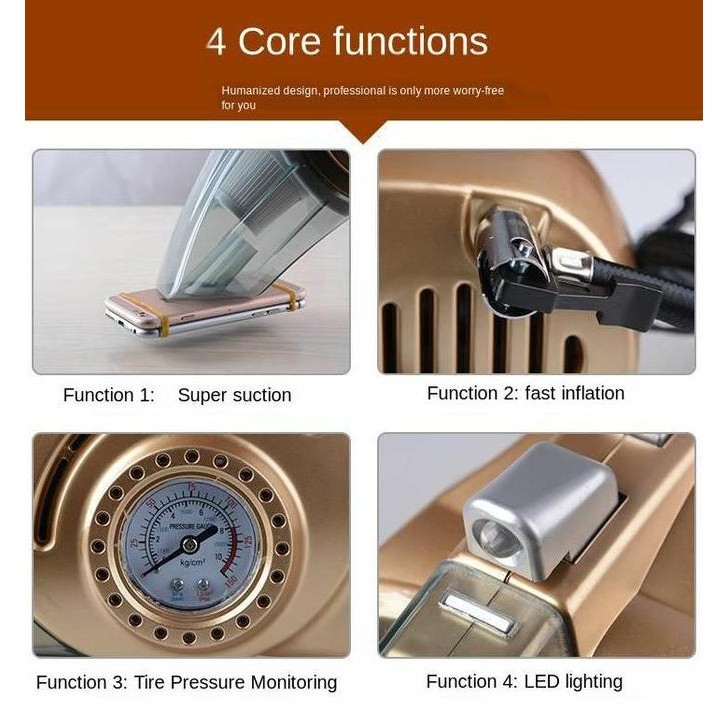 4In1 Car Vacuum Cleaner Penyedot Debu Pompa Angin Tekanan Ban Mobil