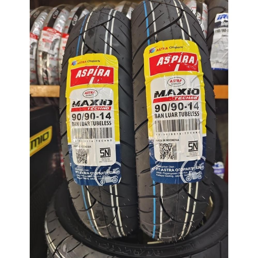 BAN LUAR TUBELES ASPIRA MAXIO TECNO 90/90-14 BAN BELAKANG VARIO BEAT SCOOPY ASPIRA TUBELES