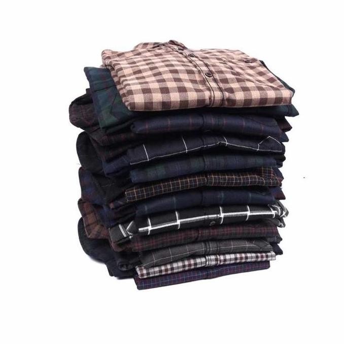 Kemeja Flanel Lengan Panjang Premium GDG Pria Distro Casual Baju Katun Atasan Cowok Dewasa Hitam Kot