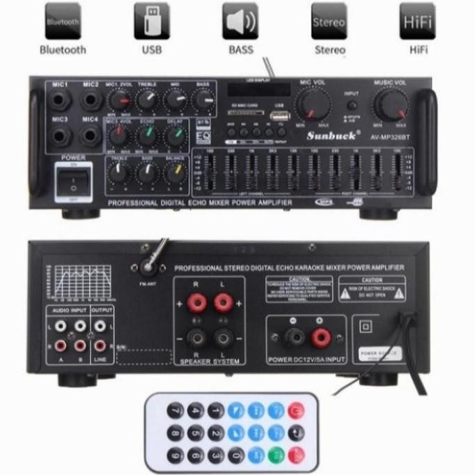Power Amplifier Karaoke Sunbuck Eq Usb Bluetooth 2000W