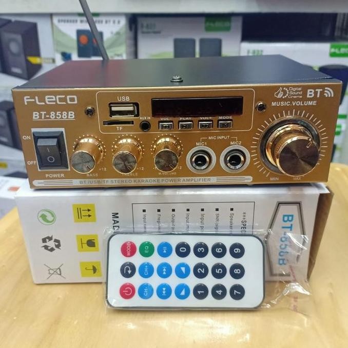 Power Amplifier Fleco 858B Ampli Mini Bluetooth Stereo Karaoke