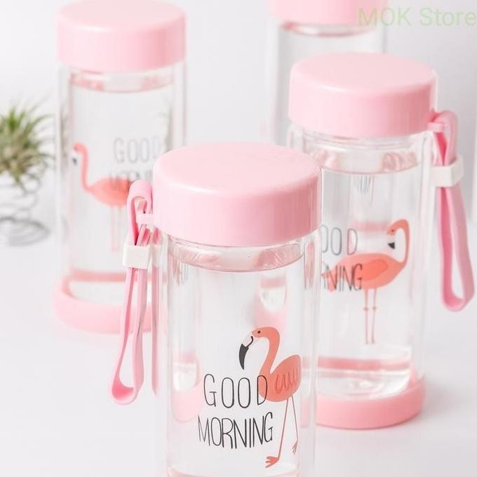 Double Wall Glass Bottle Flamingo/Botol Kaca Double Layer