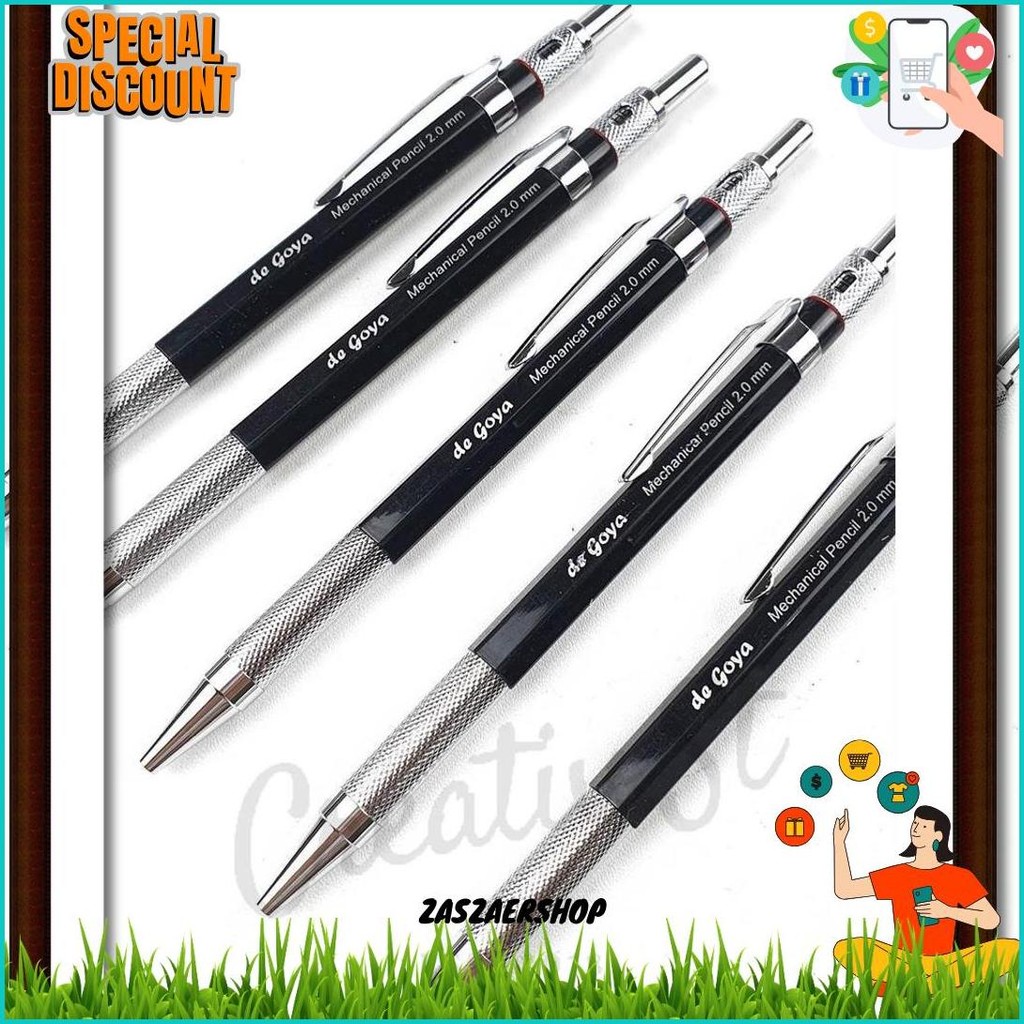 De Goya Pensil Mekanik Metal Besi Mechanical Pencil 2.0 Mm 2.0Mm Cod
