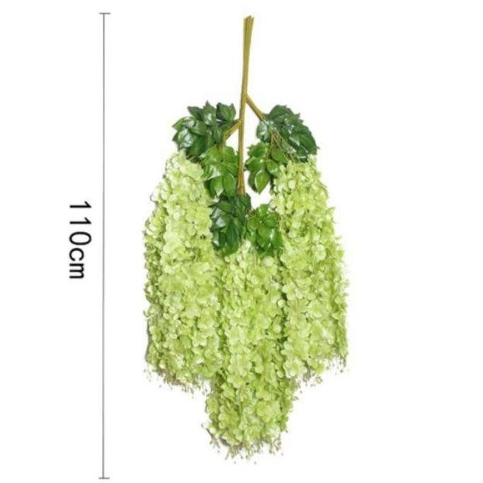 Bunga Plastik Wisteria Jumbo Hijau Besar Juntai Gantung Untuk Hiasan Dekorasi Pelaminan Wedding Tama