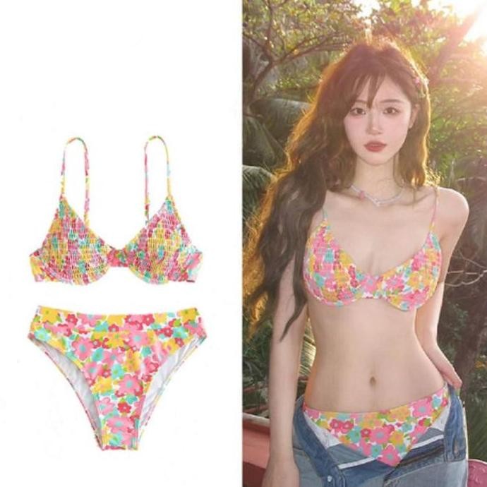 NEW - YURI flower bikini set 2 pcs woman premium / korean swimwear / beachwear bali / baju renang wa