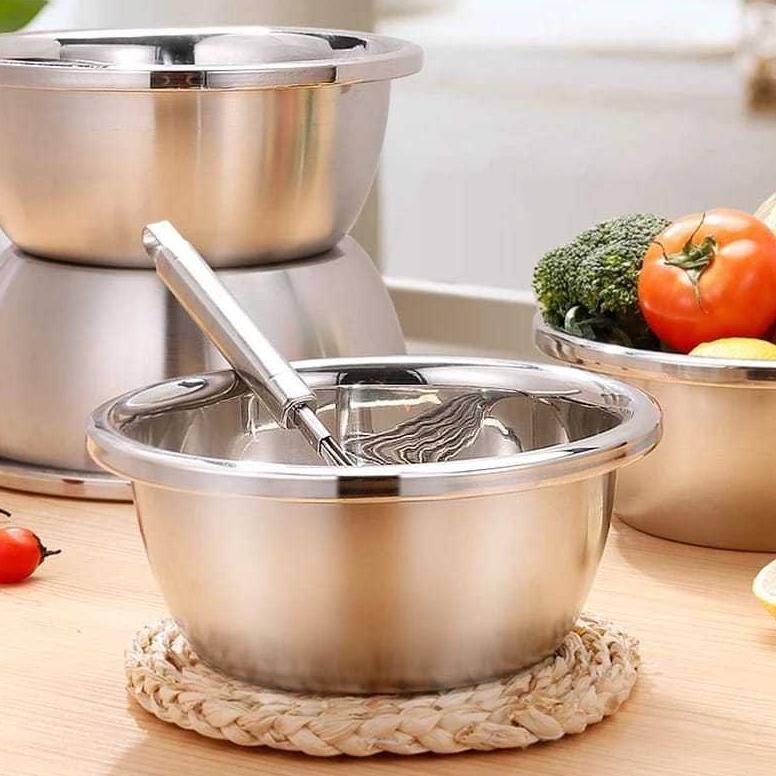 Hot Sale Baskom Stainless TEBAL Anti Karat Ukuran 18, 20, 22, 24, 26, 28 / Mangkok Kobokan Loyang Be