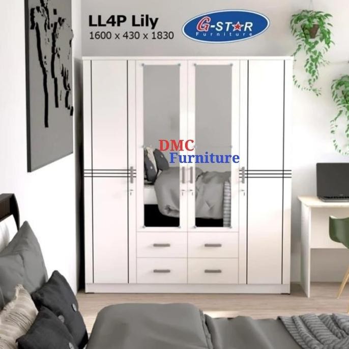 lemari 4 pintu putih lemari baju lemari pakain lemari murah putih
