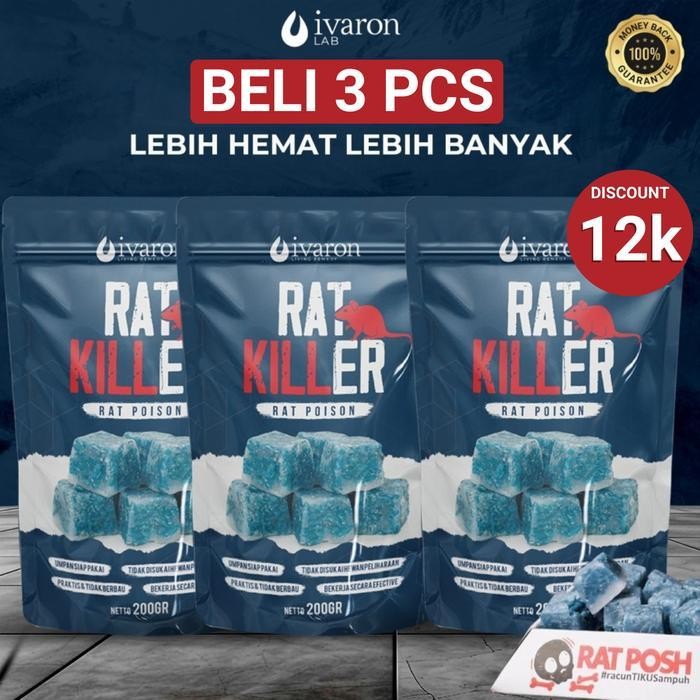 Ivaron | Paket Rat Killer isi 3 pcs | Rat Killer | Pembasmi Tikus | Racun Tikus | Pengusir Tikus | U